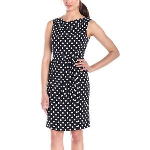 🆕Jones New York Navy Blue White Polka Dots Dress